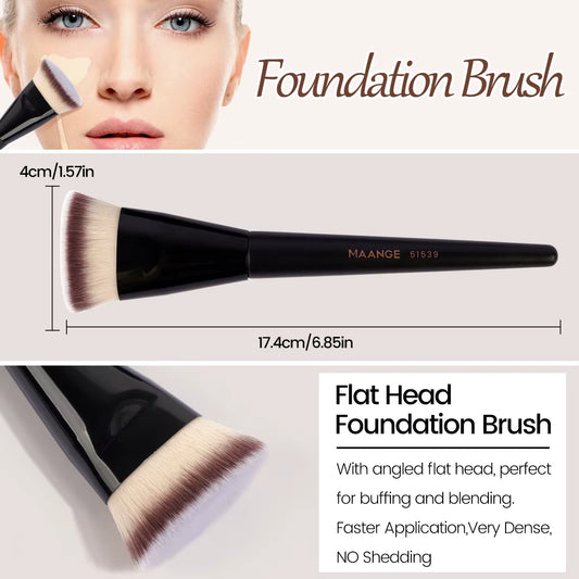 3Pcs Makeup Brush Set Angle round Flat Head Foundation Brush Soft Bristle with Box Skin-Friendly Makeup Tool for Beauty